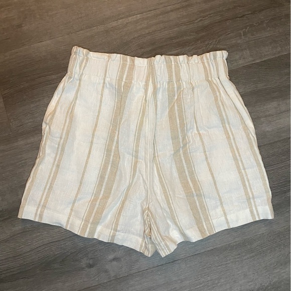 Madewell Linen-Blend Pull-On Paperbag Shorts: Undyed Stripe Edition - Picture 7 of 7